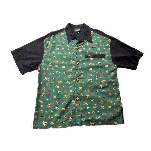 Vintage 90s Pernicci Button Front Shirt Size L Fly Fishing Skater Thrasher - Picture 1 of 10